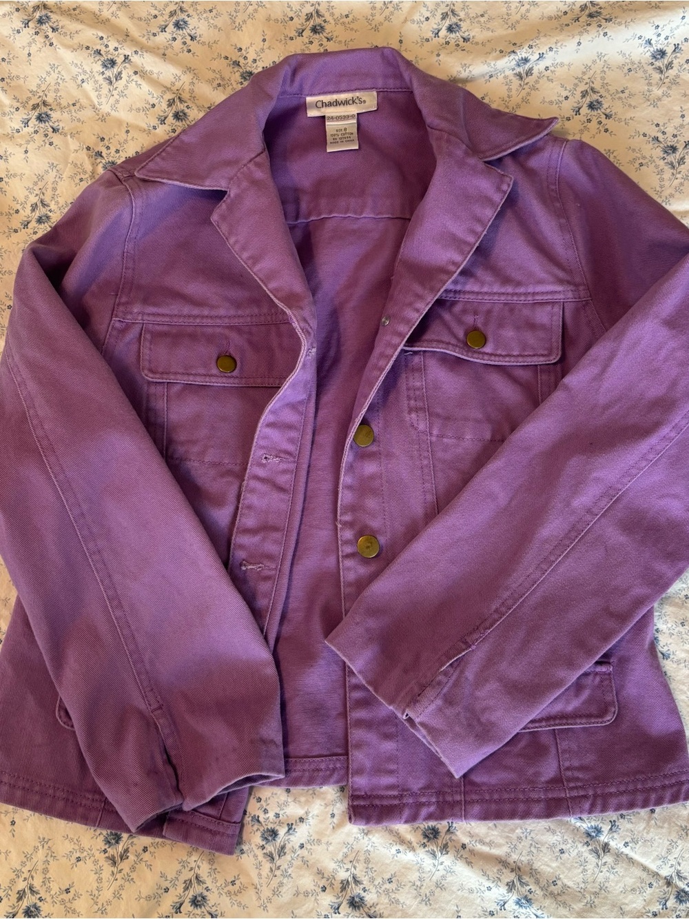 Chadwicks Lavender Button-Front Jean Jacket